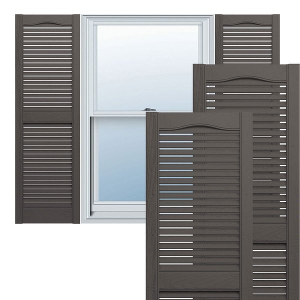 Ekena Millwork Mid-America Vinyl, TailorMade Cathedral Top Center Mullion, Open Louver Shutters, L11256010 L11256010